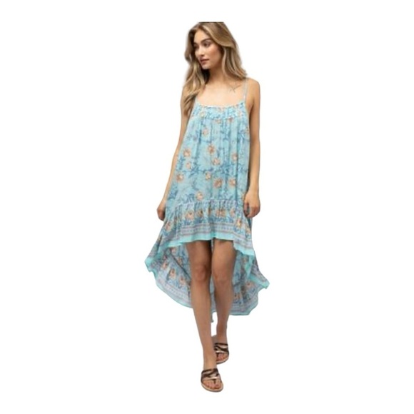 J.NNA Floral high low dress with spaghetti straps, ruffle bottom sz: S - Picture 1 of 10